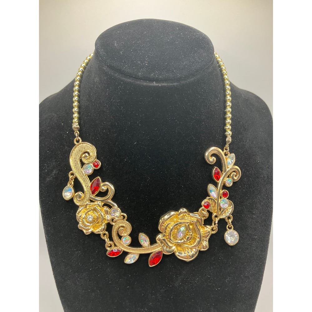 Disney Store London Beauty and the Beast Belle Rose Princess 15" Necklace! - Picture 2 of 11